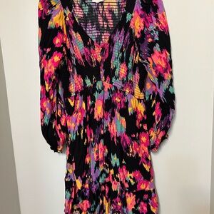 Women's Boutique Jodifl Vibrant Multi Abstract Print Long Sleeve Dress Medium